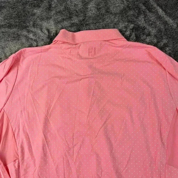 Footjoy Women's 1/4 Button Up Pullover Long Sleeve Polka Dot Pink Golf M/L - Picture 9 of 11